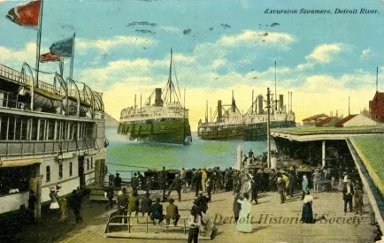 Postcard - Excursion Steamers, Detroit River