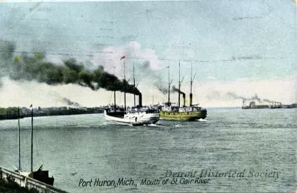 Postcard - Port Huron, Mich., Mouth of St. Clair River