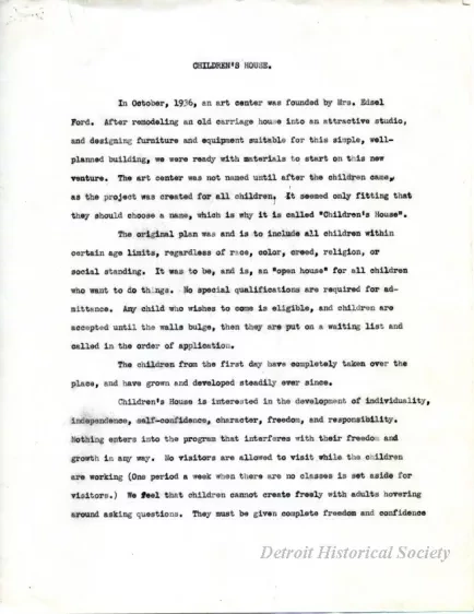 Article - Children's House.