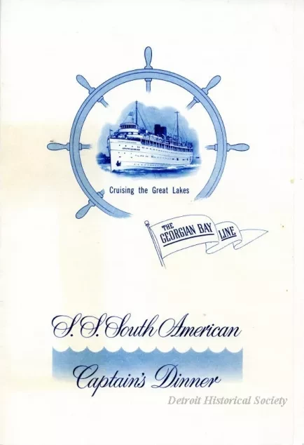 Menu - The Georgian Bay Line 
S.S. South American
Captain's Dinner