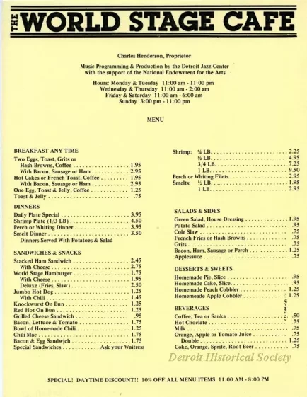 Menu - The World Stage Cafe