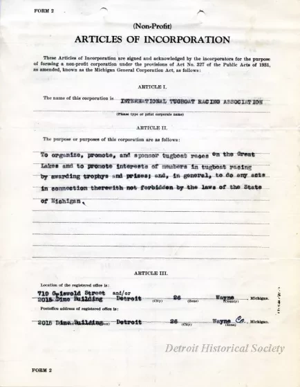 Article of Incorporation - (Non-Profit) Articles of Incorporation