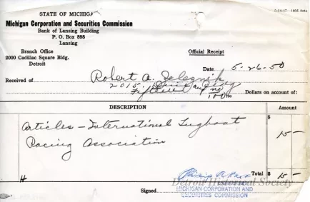 Receipt - State of Michigan
Michigan Corporation and Securities Commission