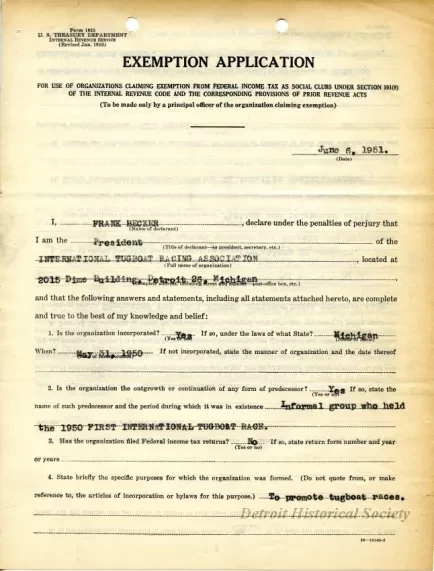 Application - Exemption Application