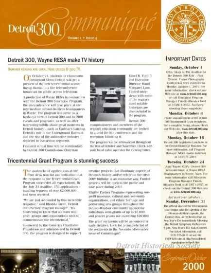Newsletter - Detroit 300 Communiqué