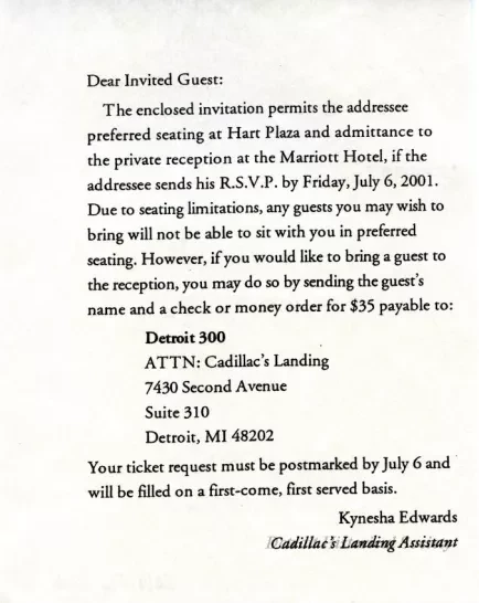 Invitation - Cadillac's Landing