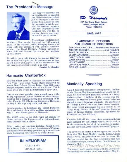 Newsletter - The Harmonie Notes