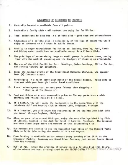 Photocopy - Advantages of Belonging to Harmonie