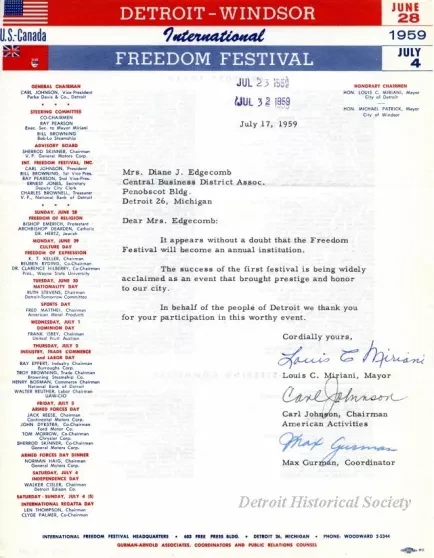 Letter - Detroit-Windsor International Freedom Festival