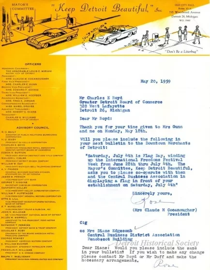 Letter - Keep Detroit Beautiful, Inc.