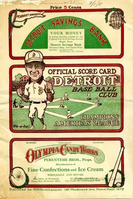 Scorecard - Official Score Card
Detroit Base Ball Club