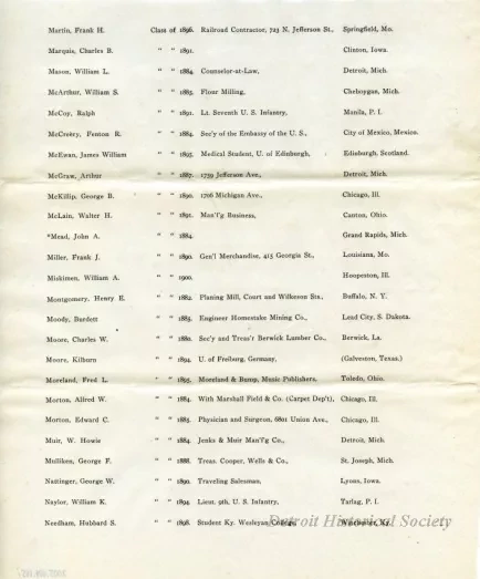 Letter - Headquarters, Michigan Military Academy