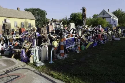Image, Digital - Heidelberg Project, Pile of toys on the grass, From sidewalk to backyard