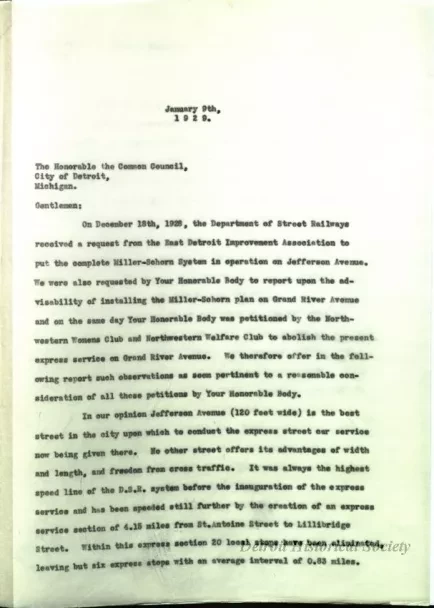 Report - Report of the Street Railway Commission to the 
Honorable Common Council on the Miller-Schorn System