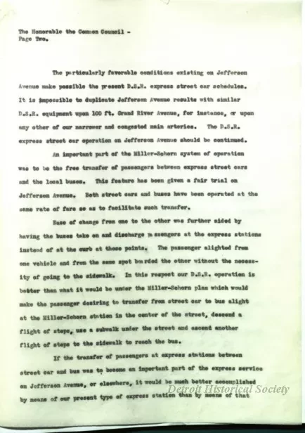 Report - Report of the Street Railway Commission to the 
Honorable Common Council on the Miller-Schorn System