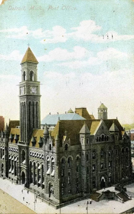 Postcard - Detroit, Mich., Post Office