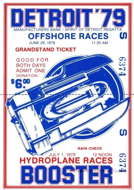 Ticket, Admission - Detroit '79, Manufacturers Bank/Spirit of Detroit Regatta Offshore Races