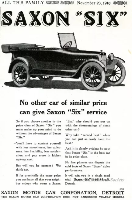 Ad, Magazine - Saxon "Six"