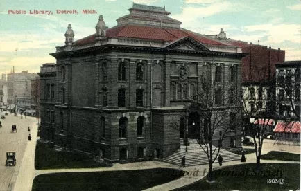 Postcard - Public Library, Detroit, Mich.