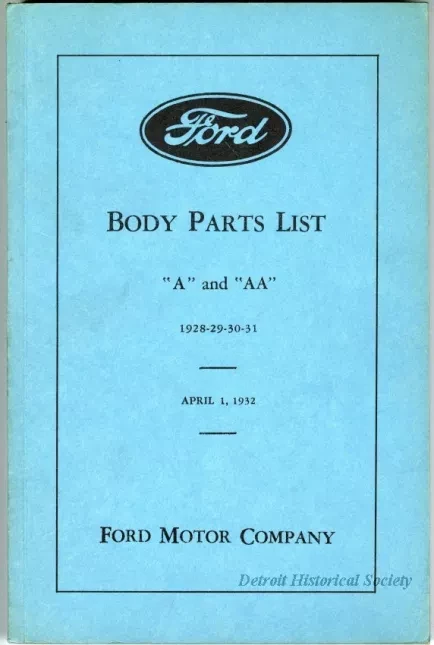 Booklet - Ford Motor Company Body Parts List "A" and "AA" 1928-1931