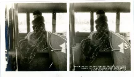 Stereograph - One Of The Two Auxiliary Seats In Use - The Hudson Super-Six Touring Sedan Seats Seven, Hudson Motor Car Co, Detroit, USA