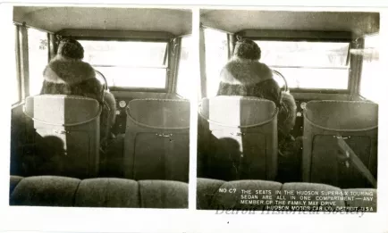 Stereograph - The Seats In The Hudson Super-Six Touring Sedan Are All In One Compartment - Any Member Of The Family May Drive, Hudson Motor Car Co, Detroit, USA