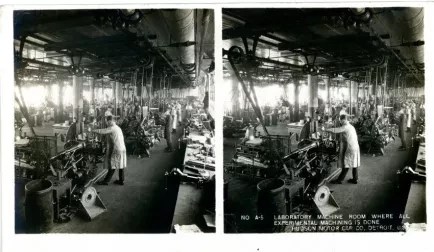 Stereograph - Laboratory Machine Room Where All Experimental Machining Is Done, Hudson Motor Car Co, Detroit, USA