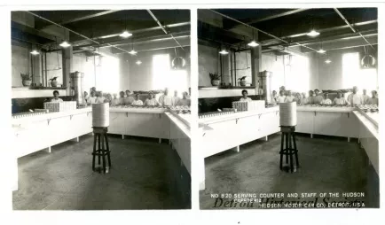 Stereograph - Serving Counter And Staff Of The Hudson Cafeteria, Hudson Motor Car Co, Detroit, USA
