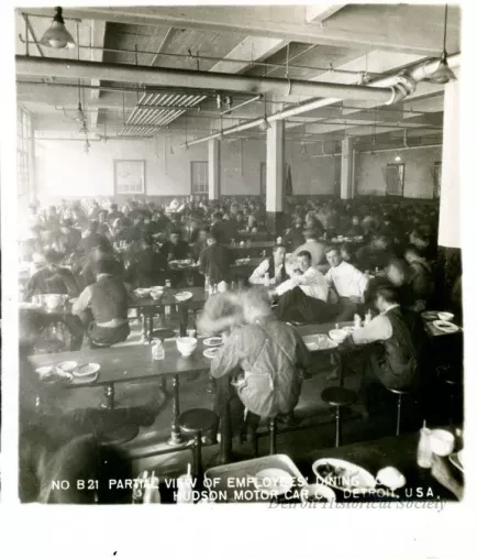 Stereograph - Partial View Of Employees' Dining, Hudson Motor Car Co, Detroit, USA