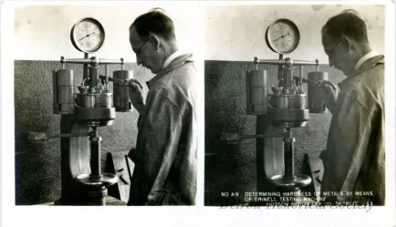 Stereograph - Determining Hardness Of Metals By Means Of Brinell Testing Machine, Hudson Motor Car Co, Detroit, USA