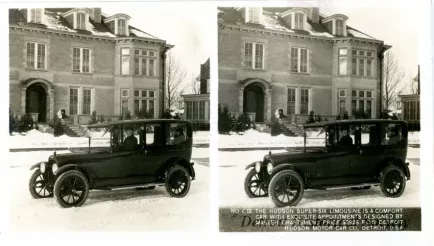 Stereograph - The Hudson Super-Six Limousine Is A Comfort Car With Exquisite Appointments Designed By Master Craftsmen; Price $2925 FOB Detroit, Hudson Motor Car Co, Detroit, USA