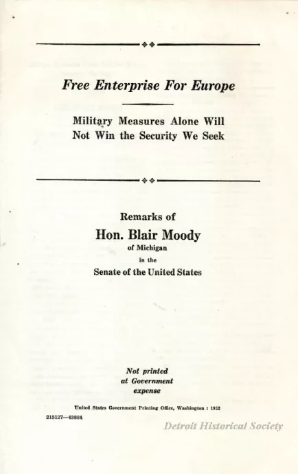 Booklet - Free Enterprise for Europe
Military Measures Alone Will
Not Win the Security We Seek