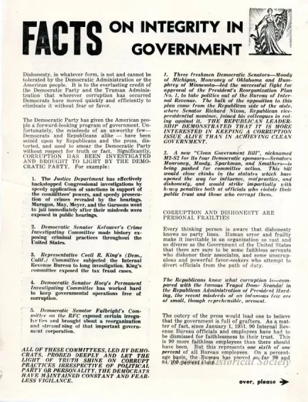 Flier, Political - FACTS On Integrity In Government