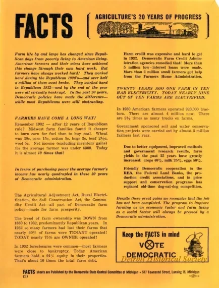Flier, Political - FACTS: Agriculture's 20 Years of Progress