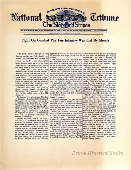 Flier, Political - Fight On Combat Pay for Infantry Was Led By Moody