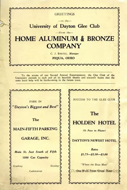 Ad, Print - 1928-1929 Glee Club - University of Dayton