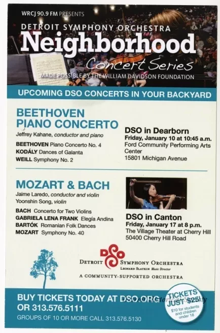 Schedule - Detroit Symphony Orchestra Neighborhood Concert Series