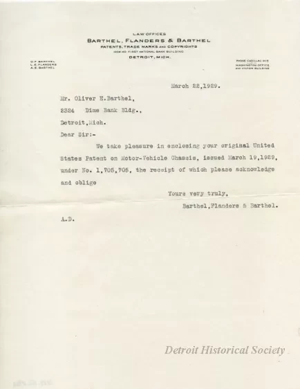 Patent - Motor Vehicle Chassis