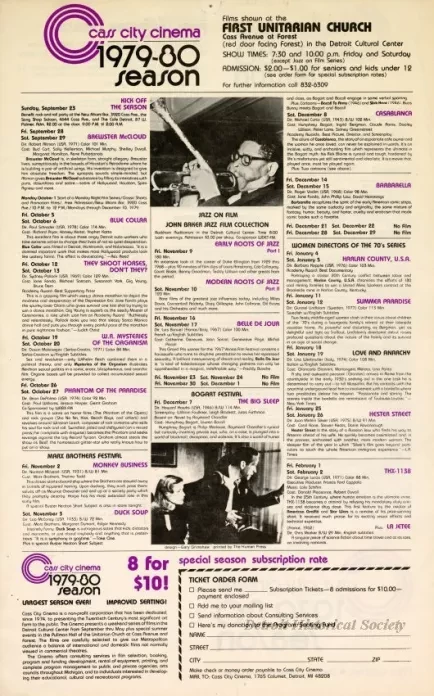 Ad, Print - Cass City Cinema, 1979-80 Season
