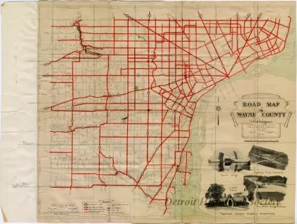 Map - Road Map of Wayne County Michigan