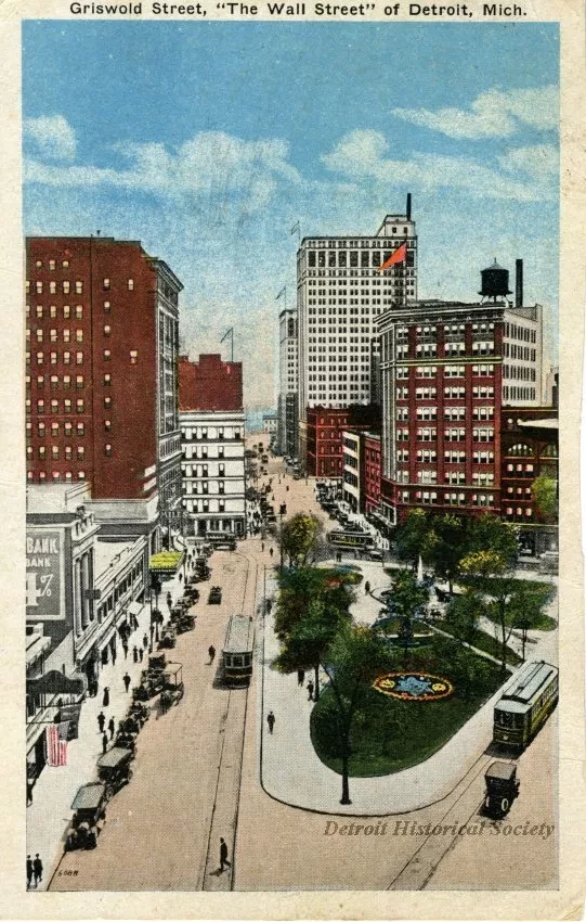 Postcard - Griswold Street, "The Wall Street" of Detroit, Mich.