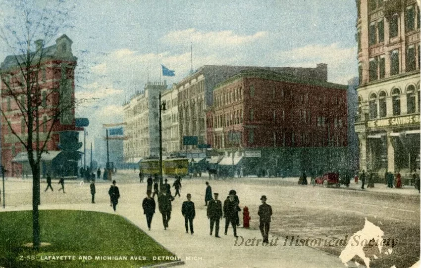 Postcard - Lafayette and Michigan Aves., Detroit, Mich.