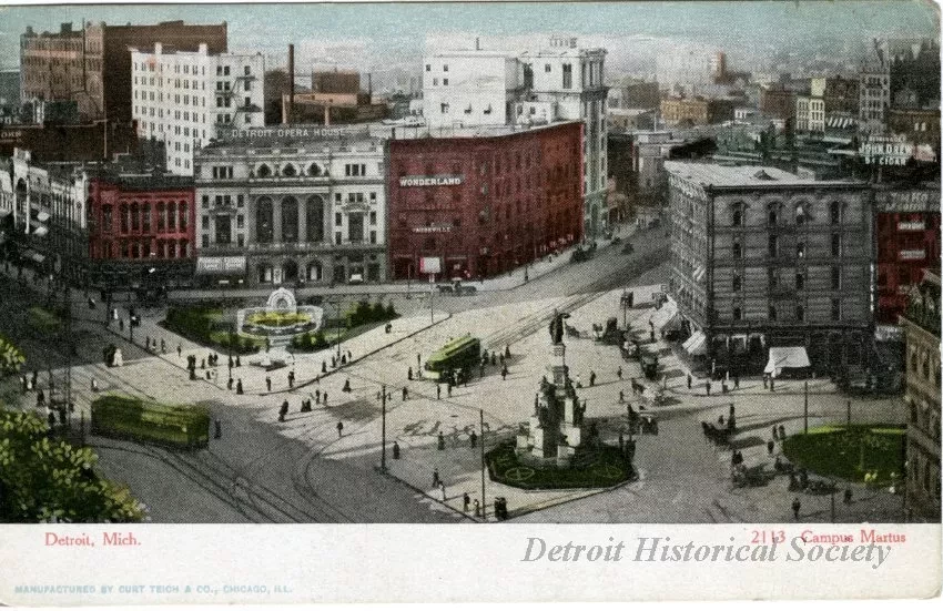 Postcard - Campus Martius, Detroit, Mich.