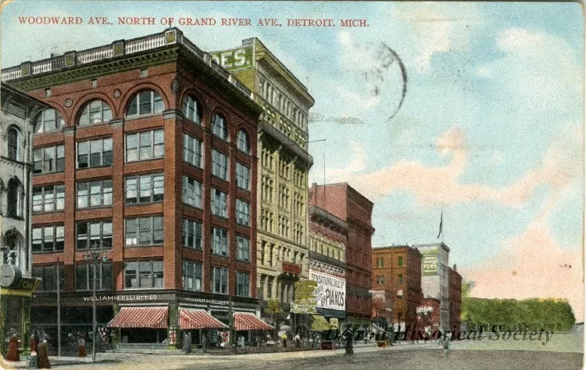 Postcard - Woodward Ave. North of Grand River Ave., Detroit, Mich.