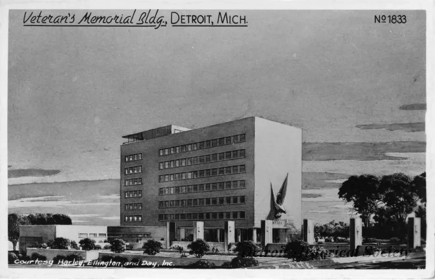 Postcard - Veteran's Memorial Bldg., Detroit, Mich.