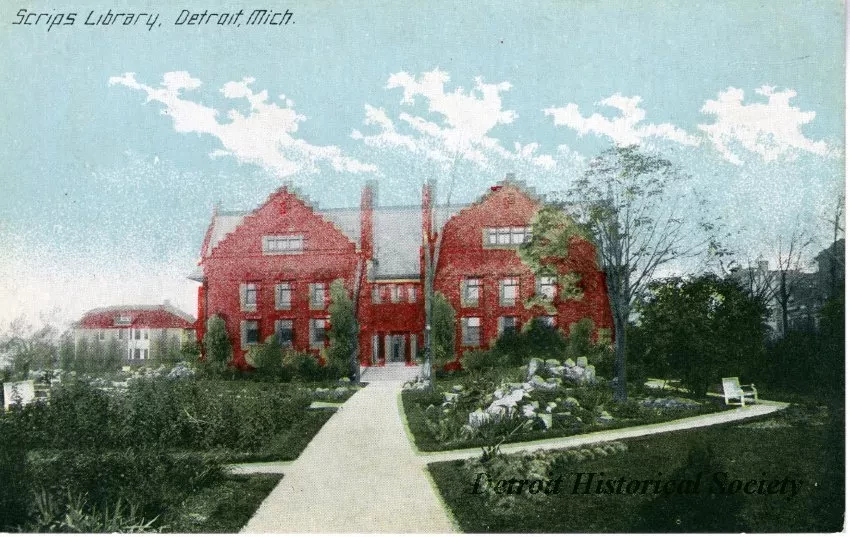 Postcard - Scrips [sic] Library, Detroit, Mich.