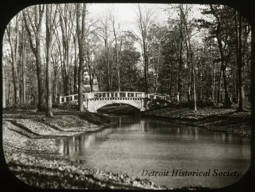 Transparency, Lantern-slide - Bridge in the Woods, Bell Isle - Detroit