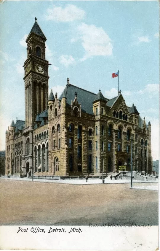 Postcard - Post Office, Detroit, Mich.