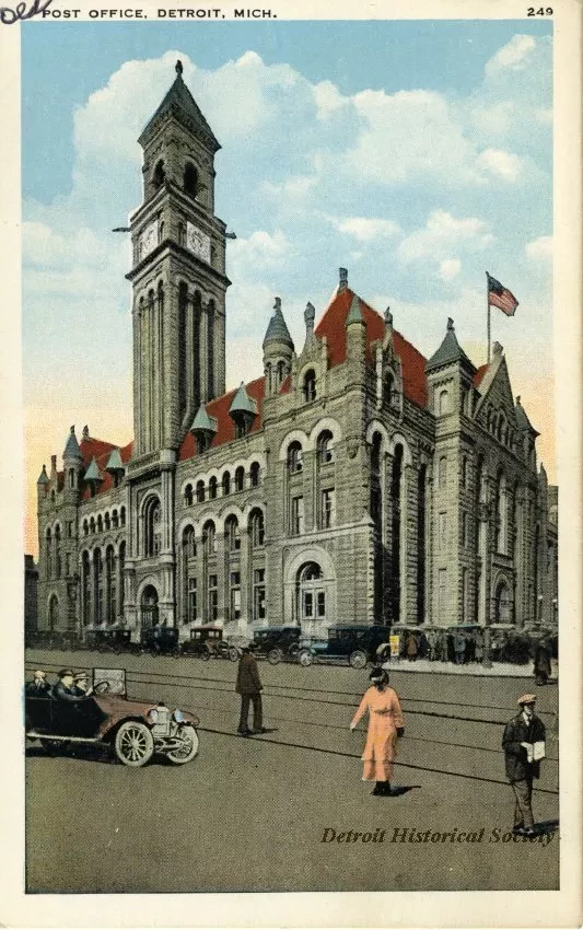 Postcard - Post Office, Detroit, Mich.