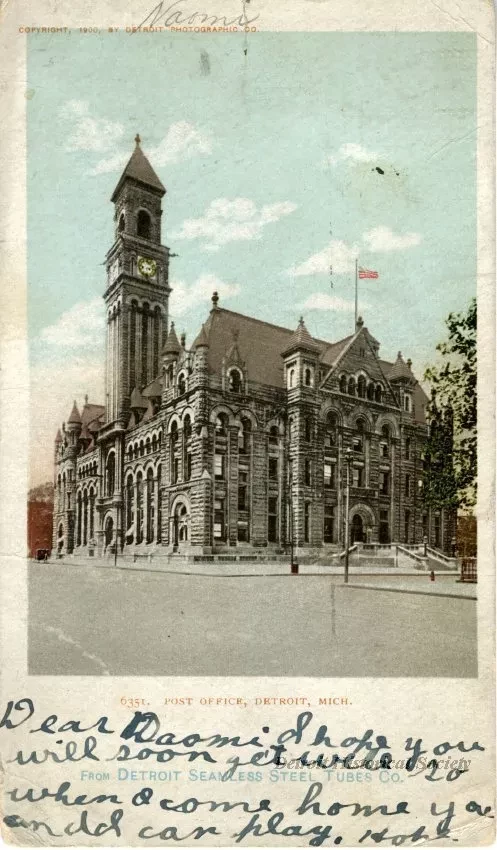 Postcard - Post Office, Detroit, Mich.